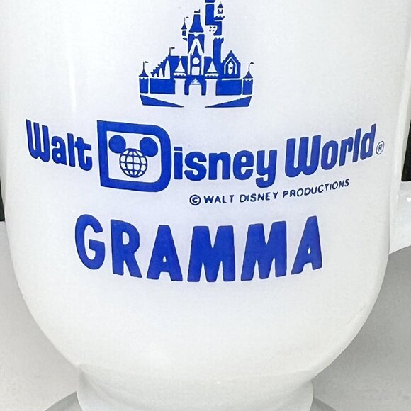 Vintage Walt Disney World GRAMMA Pedestal White Milk Glass Mug Souvenir - Picture 3 of 10